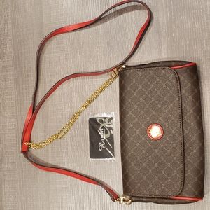 Rioni handbag brown with red trim